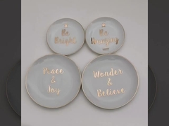 Dessert White Custom Porcelain Plates Ceramic Plate Printing Designs for Christmas