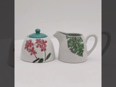 Pottery Cream And Sugar Set Spring Summer 3d Silk Print With Handpainting Pattern