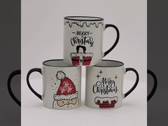 Travel White Christmas Ceramic Mug For Silk Print Handpaint Bulk Porcelain Christmas Dinnerware
