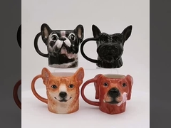 3d Animal Mug Cute Earthenware 3d Black Dog Shaped  Design With 3D Handpaint