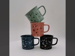 2020 new marble mosaic ceramic solid color mug with decal on glaze