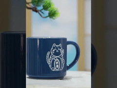 Customized ceramic mug Blue and white cat cup