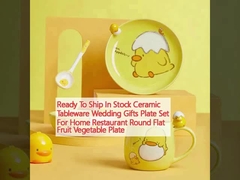 In Stock Ceramic Tableware Gifts Plate Set For Home Restaurant Round Flat Fruit Vegetable Plate