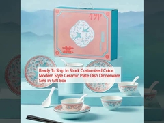Ready To Ship In Stock Customized Color Modern Style Ceramic Plate Dish Dinnerware Sets in Gift Box