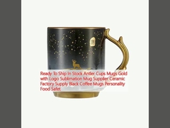 In Stock Antler Cups Mugs Gold with Logo Mug Supplier Ceramic Factory Black Coffee