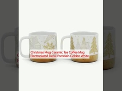 Christmas Mug Ceramic Tea Coffee Mug Electroplated Decal Porcelain Golden White