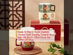 Ready To Ship In Stock Creative ChineseStyle Stacking Ceramic Mug With Gift Box In Office Home 