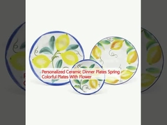 Personalized Ceramic Dinner Plates Spring Colorful Plates With Flower