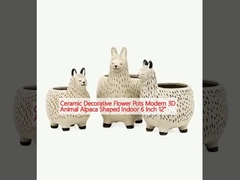 Ceramic Decorative Flower Pots Modern 3D Animal Alpaca Shaped Indoor 6 Inch 12