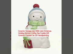 Ceramic Storage Jars With Lids Christmas Holiday  Gift Canister Jar 3D Handpainting