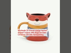 Wholesale 3D Animal orange squirrel shaped Ceramic Mugs Porcelain Christmas Gift with Handpainting