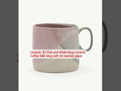 Ceramic 3D Pink and White Mug Ceramic Coffee Milk Mug with 3d reactive glaze