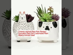 Ceramic Animal Plant Pots Planters Succulent Plant Pot Customized Plant Alpaca Animal Head