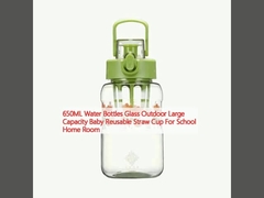 650ML Water Bottles Glass Outdoor Large Capacity Baby Reusable Straw Cup For School Home Room