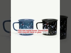 2020 new marble mosaic ceramic solid color mug with decal on glaze