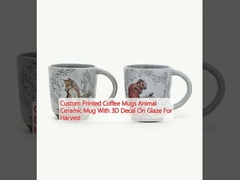 Custom Printed Coffee Mugs Animal Ceramic Mug With 3D Decal On Glaze For Harvest