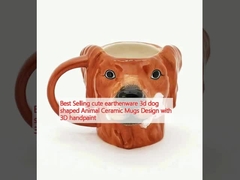 Best Selling cute earthenware 3d dog shaped Animal Ceramic Mugs Design with 3D handpaint
