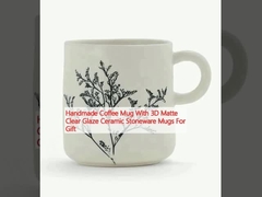 Handmade Coffee Mug With 3D Matte Clear Glaze Ceramic Stoneware Mugs For Gift